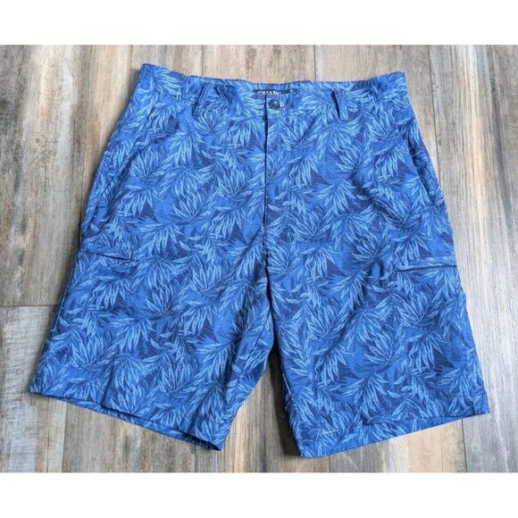 Chaps Golf Blue Palm Tree 100% Cotton Bermuda Shorts Men's 33 8.5" - Picture 1 of 6